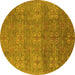 Round Oriental Yellow Industrial Rug, urb2709yw