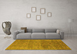 Machine Washable Oriental Yellow Industrial Rug in a Living Room, wshurb2709yw