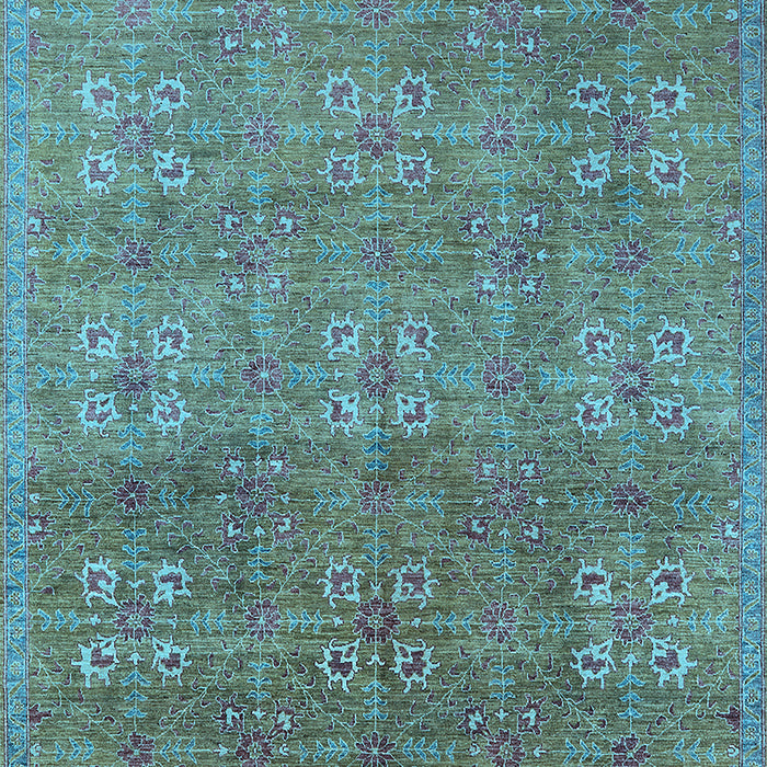 Machine Washable Oriental Light Blue Industrial Rug, wshurb2709lblu