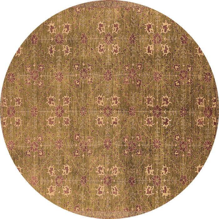 Round Oriental Brown Industrial Rug, urb2709brn