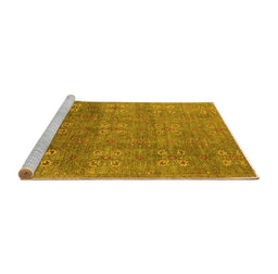Sideview of Machine Washable Oriental Yellow Industrial Rug, wshurb2709yw