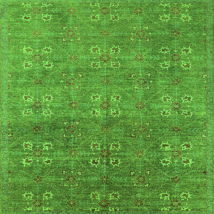 Square Machine Washable Oriental Green Industrial Area Rugs, wshurb2709grn