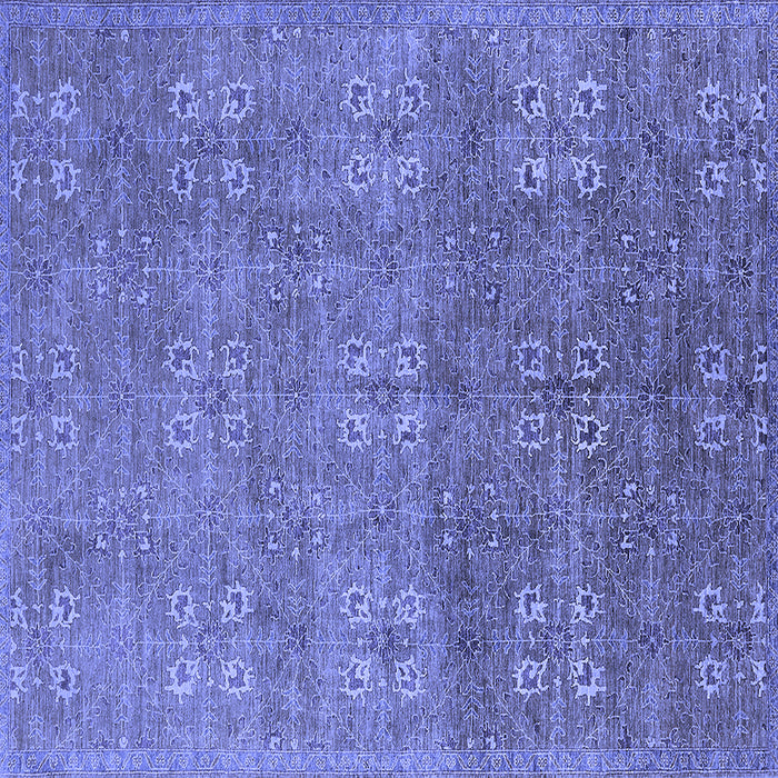Square Machine Washable Oriental Blue Industrial Rug, wshurb2709blu