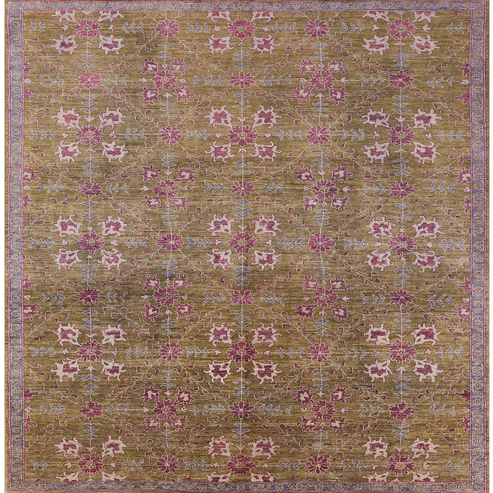 Square Mid-Century Modern Sienna Brown Oriental Rug, urb2709