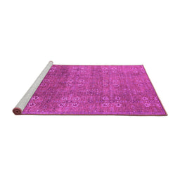 Sideview of Machine Washable Oriental Pink Industrial Rug, wshurb2709pnk