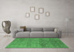 Machine Washable Oriental Emerald Green Industrial Area Rugs in a Living Room,, wshurb2709emgrn