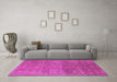 Machine Washable Oriental Pink Industrial Rug in a Living Room, wshurb2709pnk