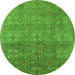 Round Oriental Green Industrial Rug, urb2709grn