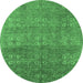 Round Oriental Emerald Green Industrial Rug, urb2709emgrn