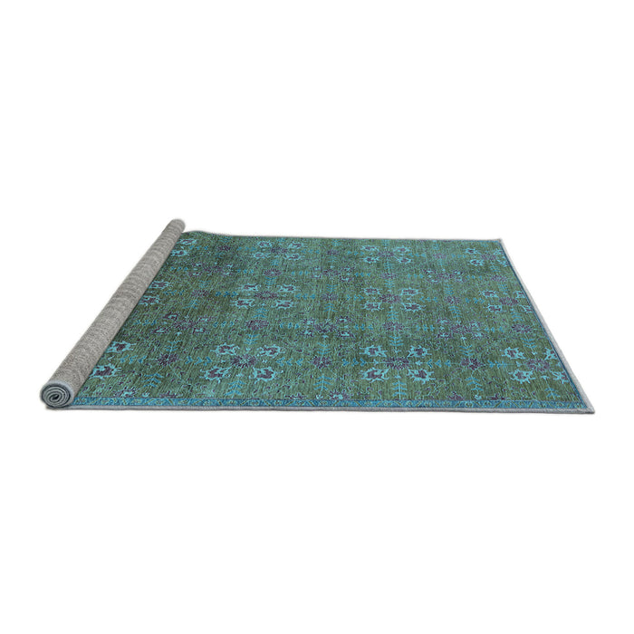 Sideview of Machine Washable Oriental Light Blue Industrial Rug, wshurb2709lblu