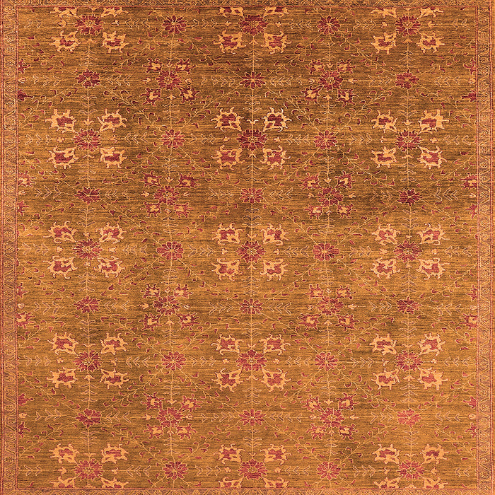 Square Machine Washable Oriental Orange Industrial Area Rugs, wshurb2709org