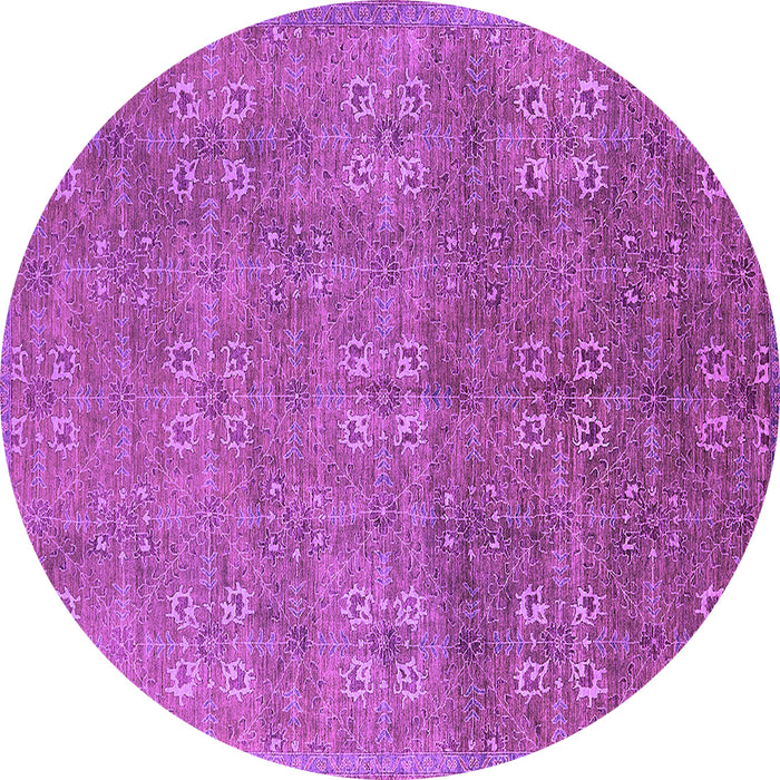 Round Machine Washable Oriental Purple Industrial Area Rugs, wshurb2709pur