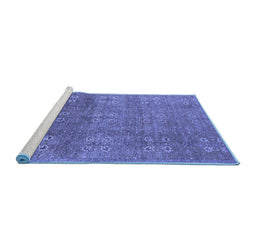 Sideview of Machine Washable Oriental Blue Industrial Rug, wshurb2709blu