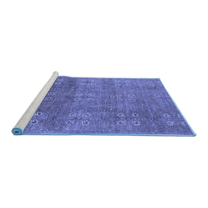 Sideview of Machine Washable Oriental Blue Industrial Rug, wshurb2709blu