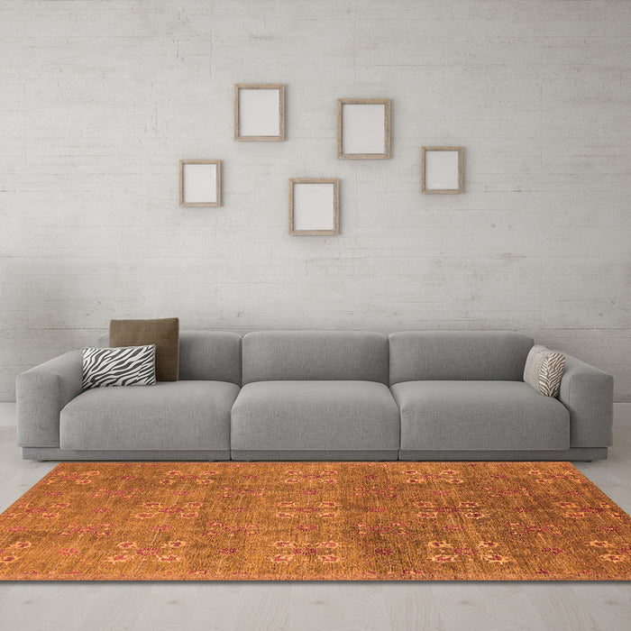 Machine Washable Oriental Orange Industrial Area Rugs in a Living Room, wshurb2709org