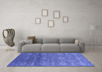 Machine Washable Oriental Blue Industrial Rug, wshurb2710blu