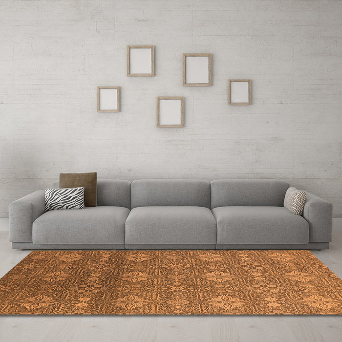 Machine Washable Oriental Orange Industrial Area Rugs in a Living Room, wshurb2710org