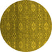 Round Oriental Yellow Industrial Rug, urb2710yw