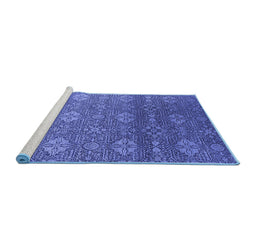 Sideview of Machine Washable Oriental Blue Industrial Rug, wshurb2710blu