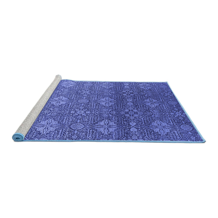 Sideview of Machine Washable Oriental Blue Industrial Rug, wshurb2710blu