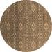 Round Oriental Brown Industrial Rug, urb2710brn