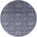 Round Mid-Century Modern Purple Navy Blue Oriental Rug, urb2710