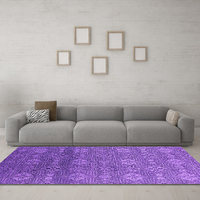 Machine Washable Oriental Purple Industrial Area Rugs in a Living Room, wshurb2710pur