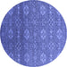 Round Oriental Blue Industrial Rug, urb2710blu