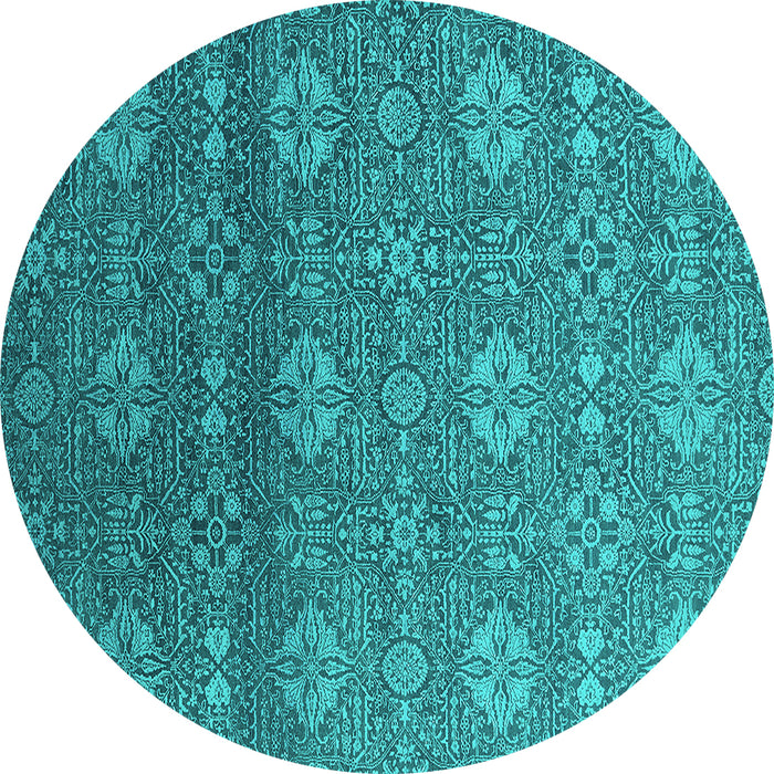 Round Oriental Turquoise Industrial Rug, urb2710turq