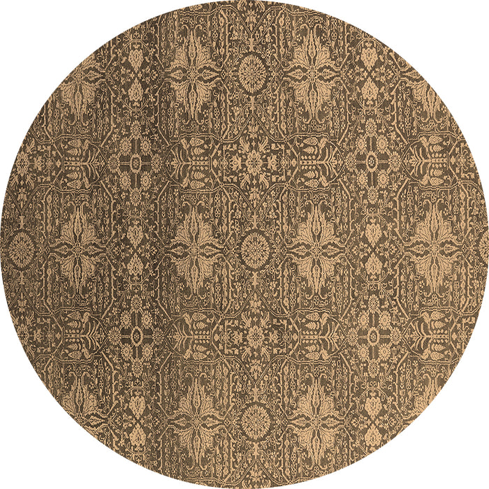 Round Machine Washable Oriental Brown Industrial Rug, wshurb2710brn