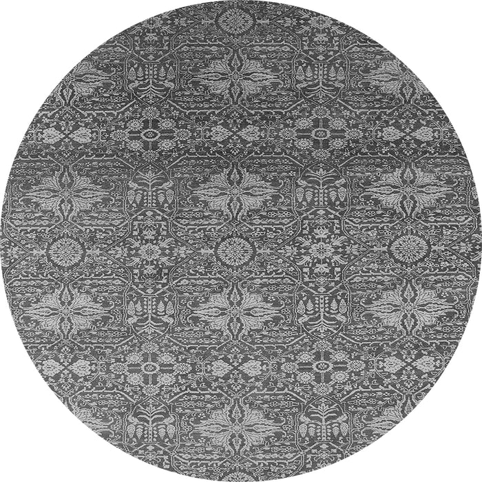 Round Machine Washable Oriental Gray Industrial Rug, wshurb2710gry