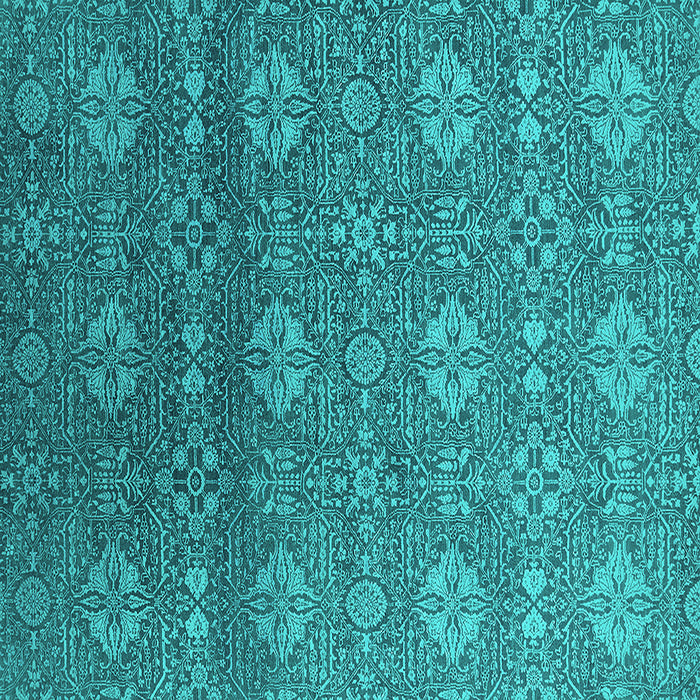 Square Machine Washable Oriental Turquoise Industrial Area Rugs, wshurb2710turq