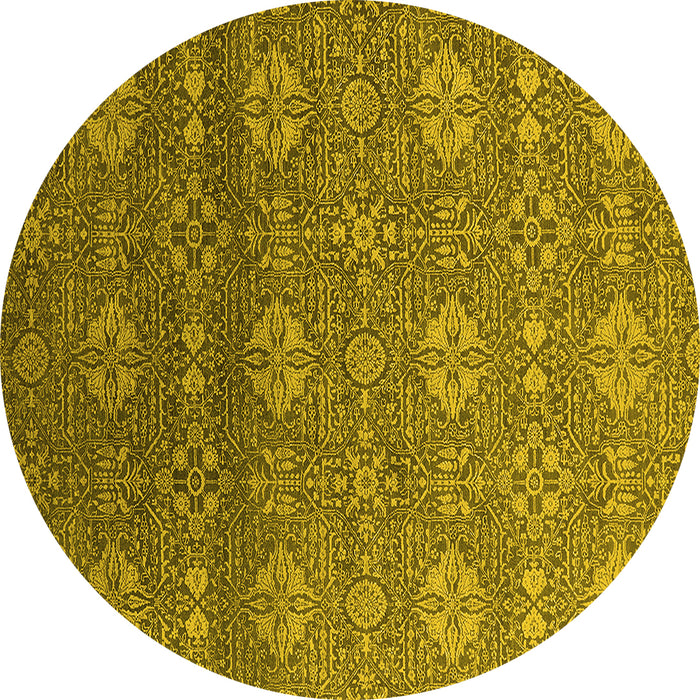 Round Machine Washable Oriental Yellow Industrial Rug, wshurb2710yw