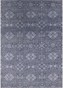 Mid-Century Modern Purple Navy Blue Oriental Rug, urb2710