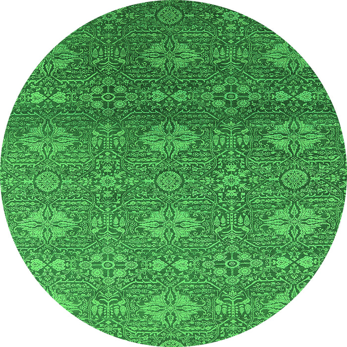 Round Oriental Green Industrial Rug, urb2710grn