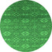 Round Oriental Green Industrial Rug, urb2710grn