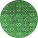 Round Oriental Emerald Green Industrial Rug, urb2710emgrn