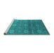 Sideview of Machine Washable Oriental Turquoise Industrial Area Rugs, wshurb2710turq