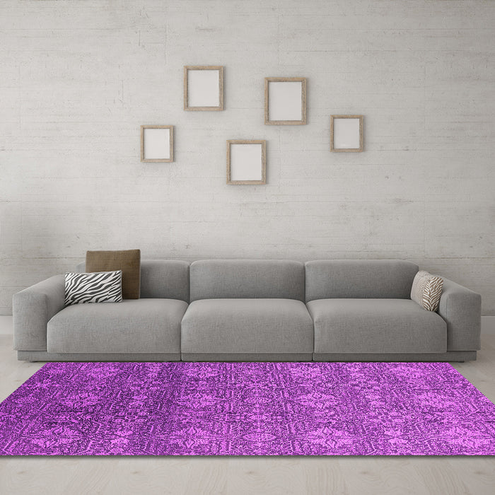 Machine Washable Oriental Pink Industrial Rug in a Living Room, wshurb2710pnk