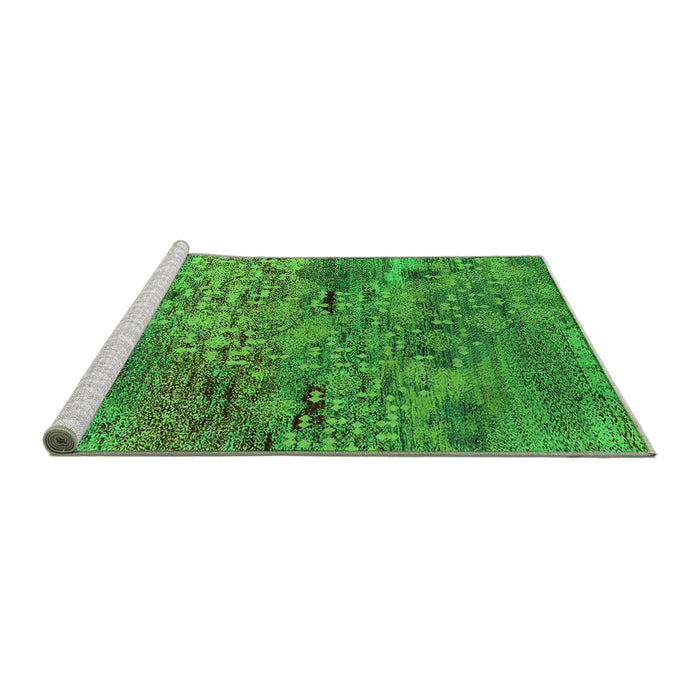 Sideview of Machine Washable Oriental Green Industrial Area Rugs, wshurb2711grn