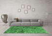 Machine Washable Oriental Emerald Green Industrial Area Rugs in a Living Room,, wshurb2711emgrn