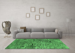 Machine Washable Oriental Emerald Green Industrial Area Rugs in a Living Room,, wshurb2711emgrn