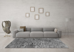 Machine Washable Oriental Gray Industrial Rug in a Living Room,, wshurb2711gry