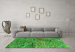 Machine Washable Oriental Green Industrial Area Rugs in a Living Room,, wshurb2711grn