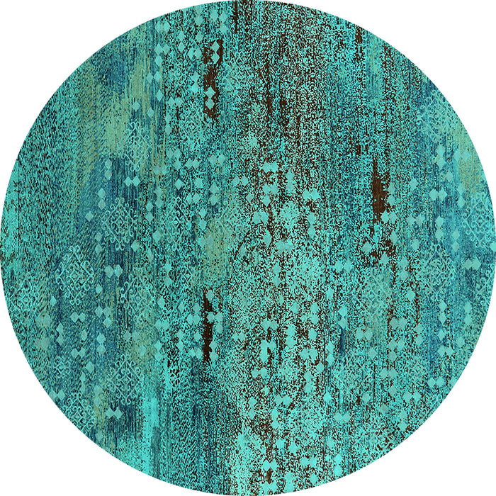 Round Oriental Turquoise Industrial Rug, urb2711turq