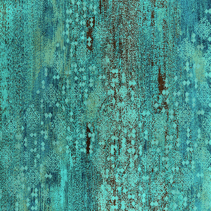 Square Machine Washable Oriental Turquoise Industrial Area Rugs, wshurb2711turq
