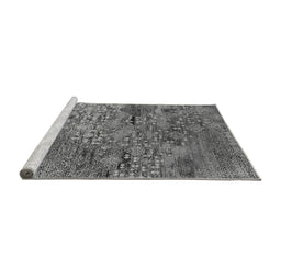 Sideview of Machine Washable Oriental Gray Industrial Rug, wshurb2711gry