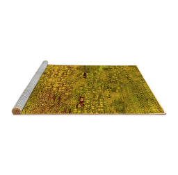 Sideview of Machine Washable Oriental Yellow Industrial Rug, wshurb2711yw