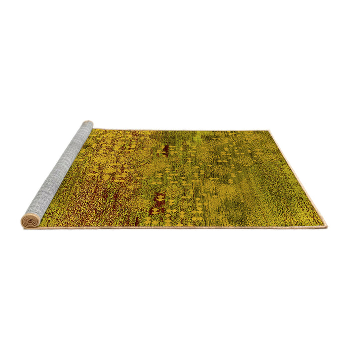 Sideview of Machine Washable Oriental Yellow Industrial Rug, wshurb2711yw