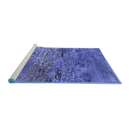 Sideview of Machine Washable Oriental Blue Industrial Rug, wshurb2711blu